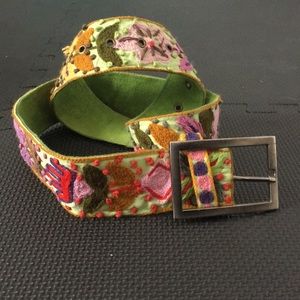 Green embroidered belt, worn once